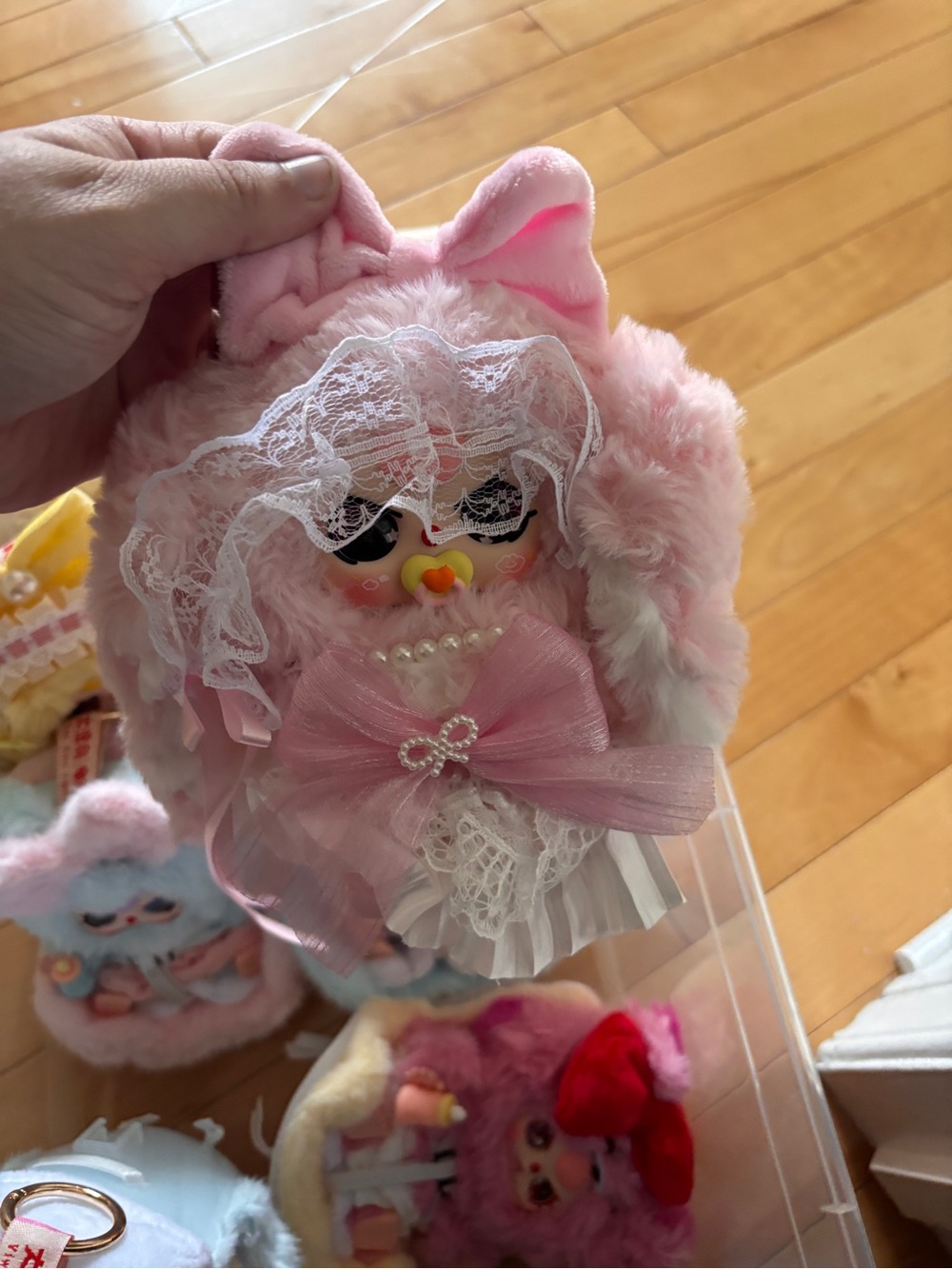Pink Plush Ruffle Bow Kids Accessory Plush Bag